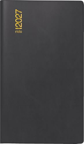 rido/idé 7040302907 Taschenkalender Mod. TM 12 2027 A6, Kunststoff, schwarz