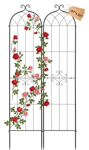 VEVOR Treillis de Jardin Métal 52,5x220 cm Support de Plante Grimpante Lot de 6 Treillis pour Rosiers, Tomates, Concombres, Fleurs Légumes Grimpants, avec Revêtement en Poudre, Système de Verrouillage