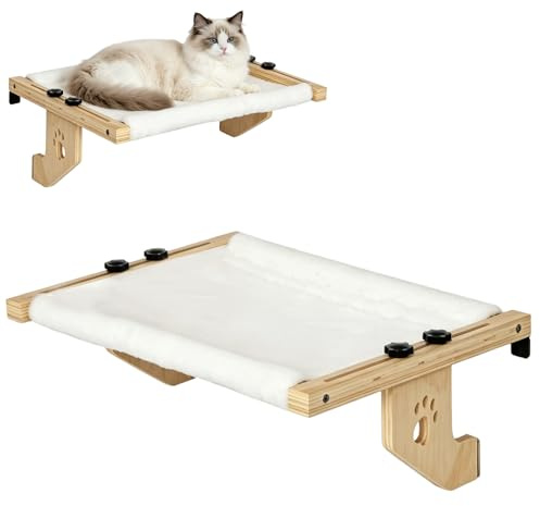 Lettino riscaldante da appendere per gatti, con accessori di montaggio, morbido rivestimento reversibile rimovibile, 55 x 38 x 16,7 cm, portata 15 kg