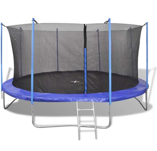 Ziaphsol Lot de 5 trampolines de jardin de 396 cm avec filet de sécurité, échelle, housse de bord, housse de pluie, cadre en acier, 72 ressorts, charge maximale de 130 kg