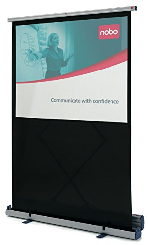 Nobo Ultra Portable Pop-Up Floor Standing projection screen Ideal For Mobile Presenting, Matte White Surface With Stand & Lightweight Aluminium Case, 1180 x 900mm, 1901955