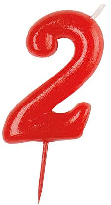 Dekora - Candele di Compleanno Numero 2 - Candela di Colore Rosso