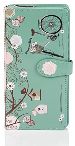 Shagwear Monedero monedero para mujer Grande Retro poste de luz turquesa / postal