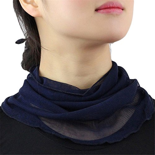 UK_Stone Donna Tinta Unita 100% Seta di Gelso Scaldacollo Colletto Faux Fazzoletti da Collo Collo Sciarpa Cerchio Loop Sciarpe(Azzurro Blu)
