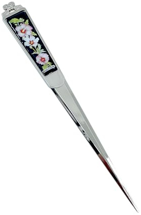 Decorative Envelope Paper Letter Opener with Mother of Pearl Antique Design Silver Steel Office Knife Hand Cutter Blade (Blossom)