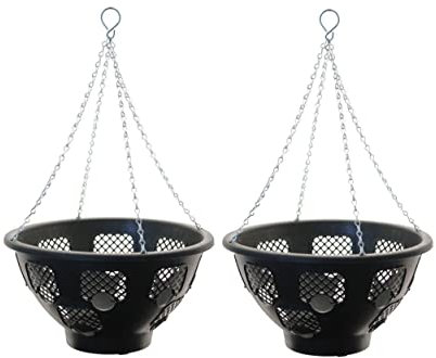 (Set of 2) 14 Easy Bloom Hanging Baskets Large Outdoor Garden Flower Planter