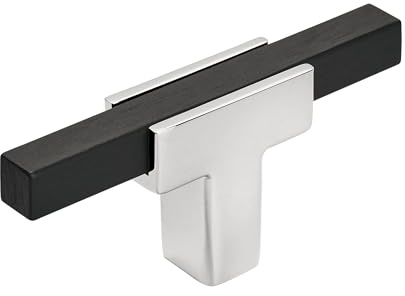 Amerock BP6726BMB | Kitchen Cabinet Door or Drawer Knob | Polished Chrome/Brushed Matte Black | 2-3/4 inch (70 mm) Length | Urbanite | 1 Pack | Furniture Hardware | Bathroom Cabinet Hardware