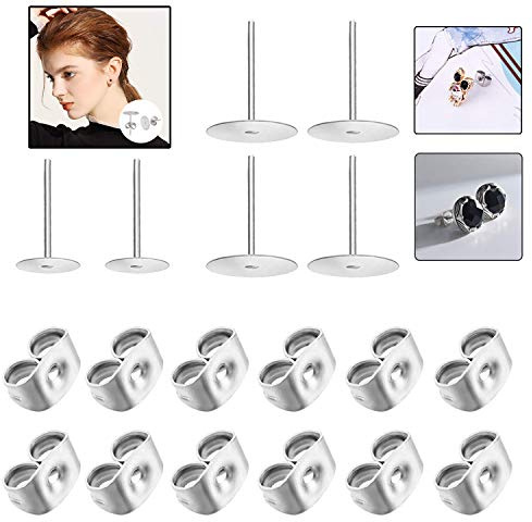 ADNEWX Ohrstecker Rohlinge, Edelstahl Ohrstecker Flach Pad 3 Größ 600 Stk | 300 Paar Ohrring Rohlinge mit Verschluss, für Ohrringe Basteln DIY Schmuckherstellung