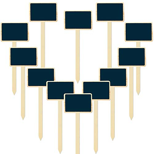 WANTOUTH 20 Pcs Marcadores para Plantas Etiquetas para Plantas de Madera Mini Pizarras Decorativas para Jardín Señal de Plantas Rectangular para Hierbas/Semillas/Flores/Verduras en Macetas - Negro