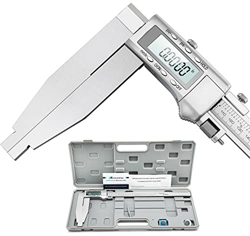 Mxmoonfree 12 Inch Digital Caliper Long Jaw Caliper with 6 Jaw Depth Calipers Measuring Tool All-Metal Frame Large LCD Screen 0.0005/ 0.01mm Resolution (12/ 300mm)