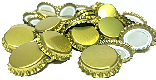 DIAH DO IT AT HOME 100 Pack Gold Metallic Crown Caps 26mm - Premium Beer Bottle Caps for DIY Homebrew, Cider & Soft Drinks - Airtight Sealing Crowns for Standard Glass Bottles (Set of 100)