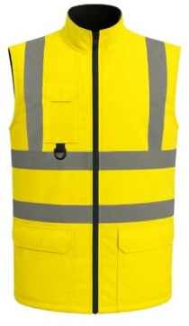 Step Ahead Hi Vis 2-in-1 Reversible Fleece Bodywarmer – High Visibility Safety Vest – Reflective Gilet with Front Pockets – Workwear for Men & Women – EN ISO 20471 Compliant (Yellow, S)