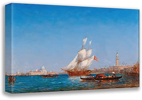 ArtDirect Félix Ziem 24x17 Gallery Wrapped Canvas Museum Art Print Titled: Venice, the Basin of San Marco