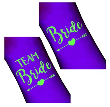 JGA Tattoo | leuchtende junggesellenabschied Tattoos | Junggesellinnenabschied | Hochzeit | Team Bride | Geschenk | Deko | Party | temporäres Tattoo | Partytattoos (10x Team Bride + 1x Bride)