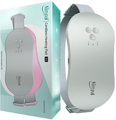Smalperiods smärtlindrande värmedyna, bärbar menstruationsvärmedyna med 3 timer automatisk avstängning, elektriskt värmebälte för periodkramper med massageapparat, gåvor för kvinnor flickor, ljusgrå | Elektrisk bärbar uppladdningsbar USB trådlös värmedyna bälte, julstrumpor, gåvor för kvinnor hennes flicka, grå