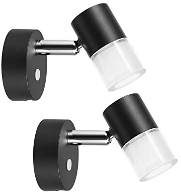 acegoo 12V Leselampe Wohnmobil LED Dimmbar Bett Lampe, Acryl Spot 24V DC Wandmontage mit USB-Ladegerät, für Boot Wohnwagen Camper Van Yacht Innenbeleuchtung, Fest verdrahtet 3200K Schwarz 2 Stück
