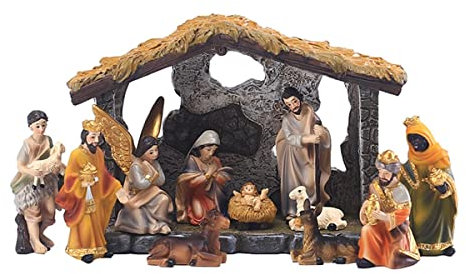 JNJOOD Weihnachtskrippe Krippe Gruppe Szene Dekoration Geschenkbox Harz Basteln