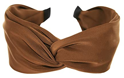 axy Breiter Haarreif mit raffinierten Knoten - Satin bezogen - Damen Haarreifen Stirnband Haarschmuck HRD3 (Braun)