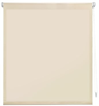 Decorblind | Cortina Enrollable EasyFix Translúcido Sin Herramientas y Sin Taladrar - Medida 42x180 (Ancho x Largo), Tela 39x175 - Color Beige Liso Para Ventanas