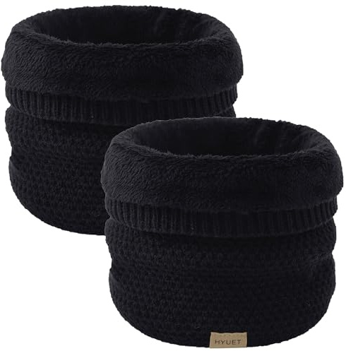 HYUET 2 Pack Bufanda Circular de Punto Grueso Calentador de Cuello Suave Forro Polar Bufanda Térmica Tubo para Cuello Esquiar Motocicleta Bicicleta Senderismo Hombres Mujeres Invierno