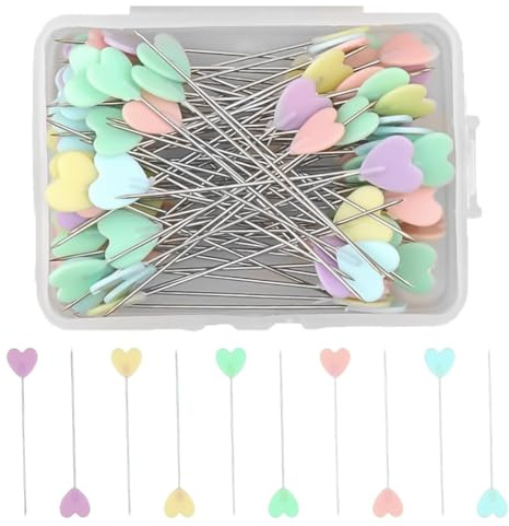 VIVIIHOO Spilli da cucito – 200 pezzi a forma di cuore in multicolore per quilting, patchwork, fai da te cucito con scatola