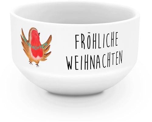 Mr. & Mrs. Panda frühstücksbowl Rotkehlchen Weihnachten - Geschenk, dessertschale, Müslischüssel, Weihnachtsgruß, salatschälchen, Vogel, Winter, Frohe, Heiligabend, Müslischale, Müsli Schalen