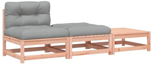 vidaXL Gartensofa ohne Armlehnen, Modular Sofa mit Kissen Hocker, Gartensessel mit Lattenrost, Relaxsessel Lounge Sessel Gartenmöbel