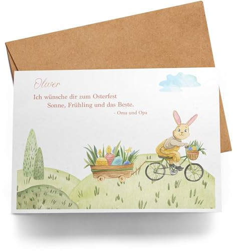 Kiddle-Design Personalisierte Osterkarte mit Namen & Text – Ostermotiv Hase Klappkarte für Ostergrüße Karte zu Ostern Oster Grußkarte