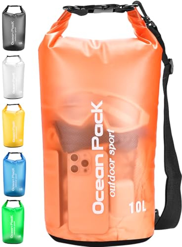 Henrycares Borsa Impermeabile Mare Da 10L, Sacca Dry Bag da 20L 10L 5L 2L, Zaino Impermeabile con Tracolla, per Trekking Nuoto Spiaggia Canoa Barca Bici