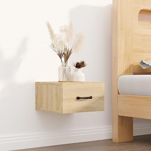 THOYTOUI Wand-Nachttisch, Telefontisch Couchtisch Nachtkommode Kommode Geeignet für Wohnstube Büro Wohnung Schlafzimmer Sonoma-Eiche 35 x 35 x 20 cm