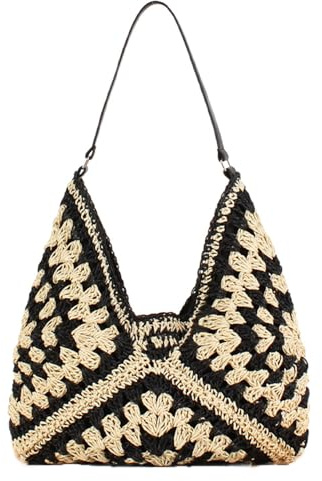 Rejolly Straw Hobo Bag for Women Tote Bag Summer Vacation Beach Handbags Boho Bohemian Style Shoulder Purse