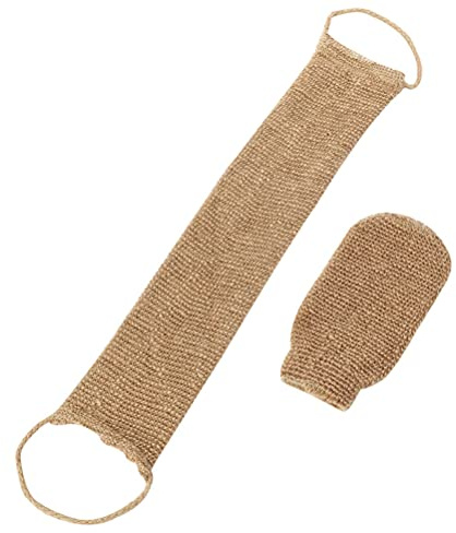 NOENNULL 2-teiliges Jute-Peeling-Badehandschuh-Set den Rücken, Peeling-Duschhandtuch mit Duschhandschuhen das Körperpeeling, Rückenreiniger-Waschhandschuhe Zum Entfernen (Wie