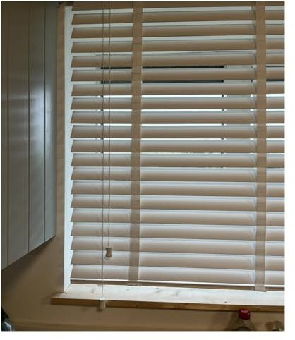 Jalousien Weiße Holzjalousien für Fenster 240 220 200 180 170 160 150 140 120 100 90 80 cm extra breit, 50mm Lamellen Horizontaljalousie mit Beschlägen für Zuhause Schlafzimmer Küche Büro(100x200cm(39
