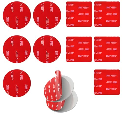 EYVRPAU 10 pezzi 3M nastro biadesivo adesivi, VHB nastro di montaggio fotocamera auto per auto, cruscotto, impermeabile, resistente al calore forte nastro adesivo adesivi (quadrato e rotondo)