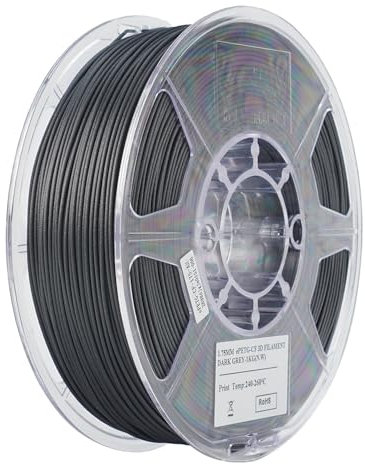 eSUN PETG Filament 1.75mm, PETG-CF Carbonfaser gefülltes PETG Filament, 1KG Spule (2.2 LBS) 3D Druck Materialien für FDM 3D Drucker, Dunkelgrau