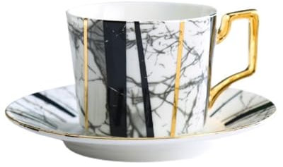 Zhaoj24-05 Tasse à café Tasse à thé Noire de l'après-midi Anglaise, Tasse à thé à Fleurs en céramique Vintage, Ensemble de Tasses à café et soucoupes exquises et Pratiques pour Café, Thé(Green)
