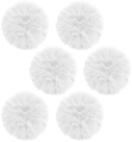 UTXN 6 weiße Pompons, Kunstpelz-Pompons für Hüte, Pompons für Hüte, Pompons, zum Basteln für Hüte, Schuhe, Kleidungsstücke, Haarnadeln, Ohrringe, Halsketten, Anhänger, Hochzeitsaccessoires