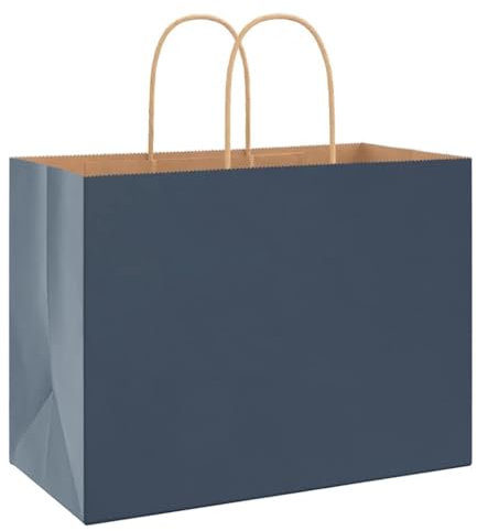vidaXL Kraftpapiertüten 250 Stk. mit Henkel Blau 32x17x25 cm, Papiertüte, Geschenktüte, Papiertüte mit Henkel, Kraftbeutel, Geschenktüte Kraftpapier