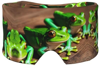 Schlafmaske mit lustigem Frosch-Aufdruck, licht-weich, bequem, mit verstellbarem Kopfband