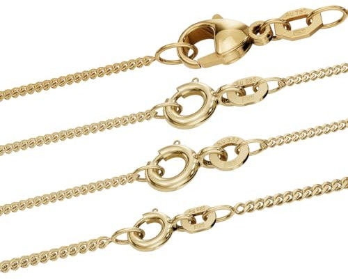 Goldkette Panzerkette 1,7mm 333-585 - 750 Gold oder Silber vergoldet, Länge:40 cm, Material:585 (14 K) Gelbgold