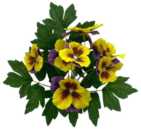 HUFFA Flores Artificiales de Pensamiento: plantación de simulación Realista for decoración del hogar, decoración de paisajes en macetas(Yellow)