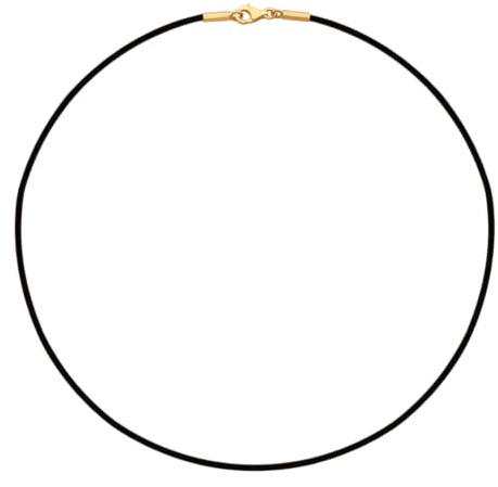 Rodium - Lederkette mit goldenem Verschluss 14 Karat (585), Kette, für Damen und Mädchen, 585 Gelbgold, Goldkette, Necklace
