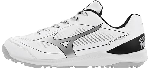 Mizuno Unisex Cushionrevo Diamond Turf Shoe, White-Black, US Unisex 7.5