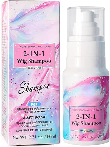 Wig Shampoo and Conditioner 2-in-1, Gentle Formula for Synthetic & Human Hair Wigs, Cleanses, Conditions & Prevents Tangles for Easy Wig Maintenance - 80ML