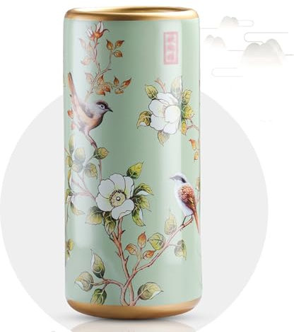 Grüner Keramik-Regenschirmständer für Wohnzimmer, Büro, Eingangsbereich, freistehend, Vintage-Vase, Eimer mit multifunktionalem bemaltem Porzellan-Design