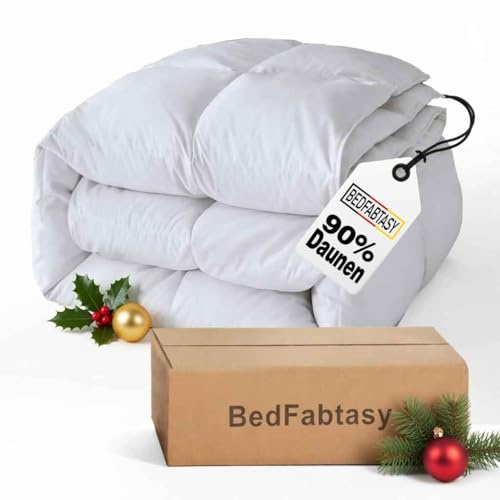 BedFabtasy Daunendecke 200x200cm, 90% Daunen und 10% Federn, Klasse 1, Oeko-Tex zertifizierte Winter Bettdecke 200x200, Allergiker, RDS Zertifiziert Daunenbettdecke, Duvet, Winterdecke