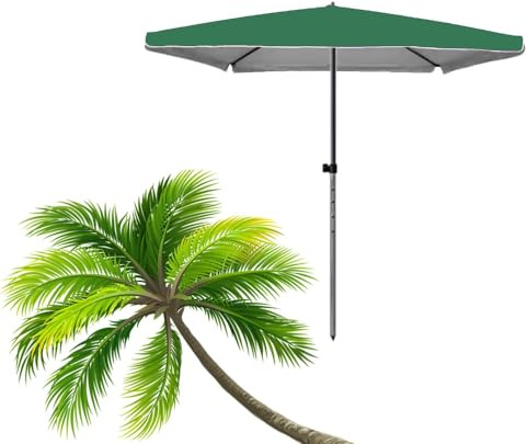 Parasol de table rectangulaire portable réglable pour la plage et le pique-nique Vert 280 cm