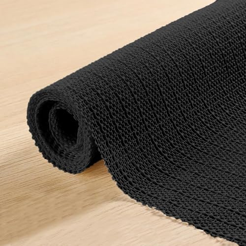 Bases Antideslizante 135 x 190 cm de PVC, Segura e Inodora, PVC Multiusos Base de Antideslizante/Antideslizantes Alfombras Adecuado para Parqué O Baldosas, Negro