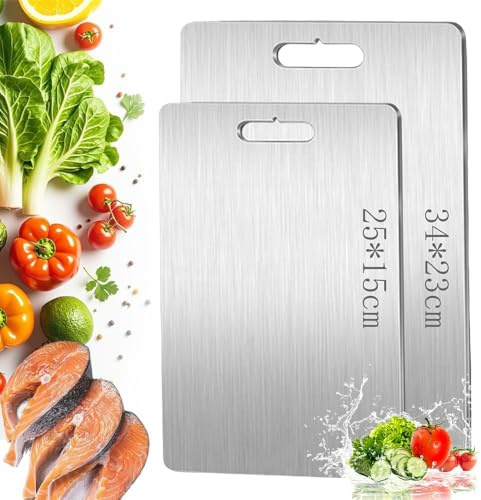 2 Pcs Titanium Cutting Board, Multifunctional Titanium Chopping Board,Double-Sided Food Grade, Pure Titanium Cutting Board,for Ensure The Original Taste of The Ingredients
