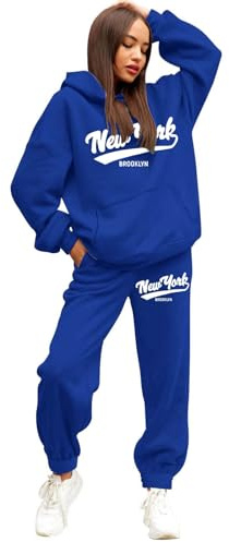 Vhersily Combinaison pour femme à imprimé Baseball New York, combinaison de jogging en deux pièces, avec capuche et pantalon, ensemble de sport de remise en forme complète de gymnastique à domicile